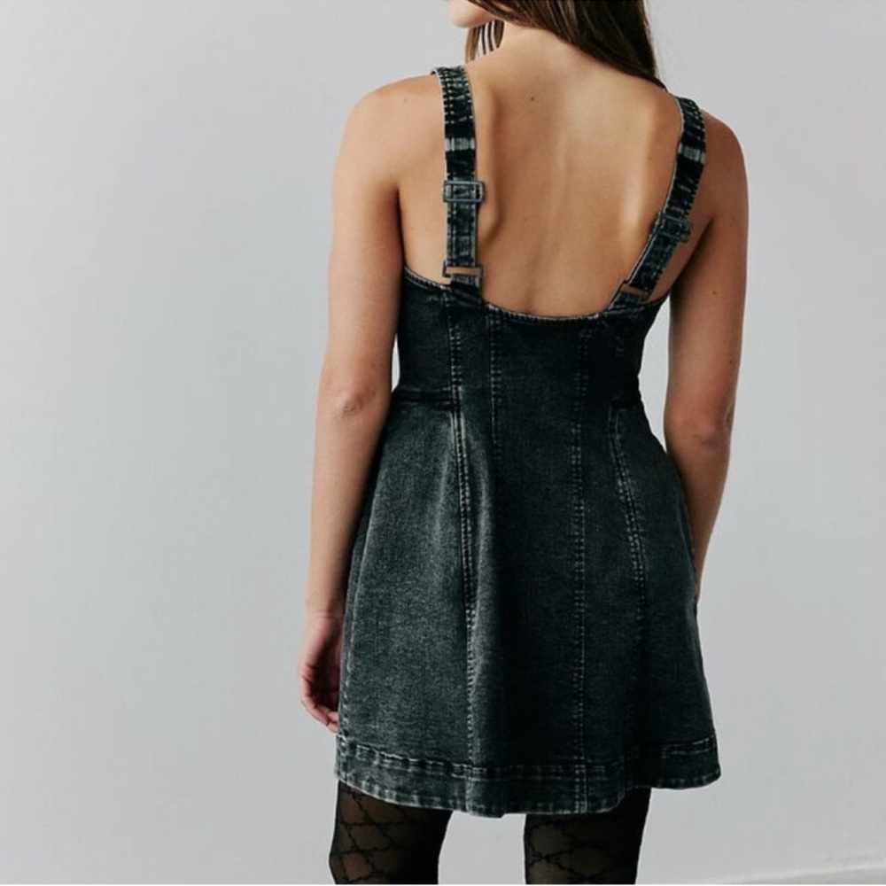 Free People Gimme More Denim Mini Fit & Flare Dress - Picture 2 of 10